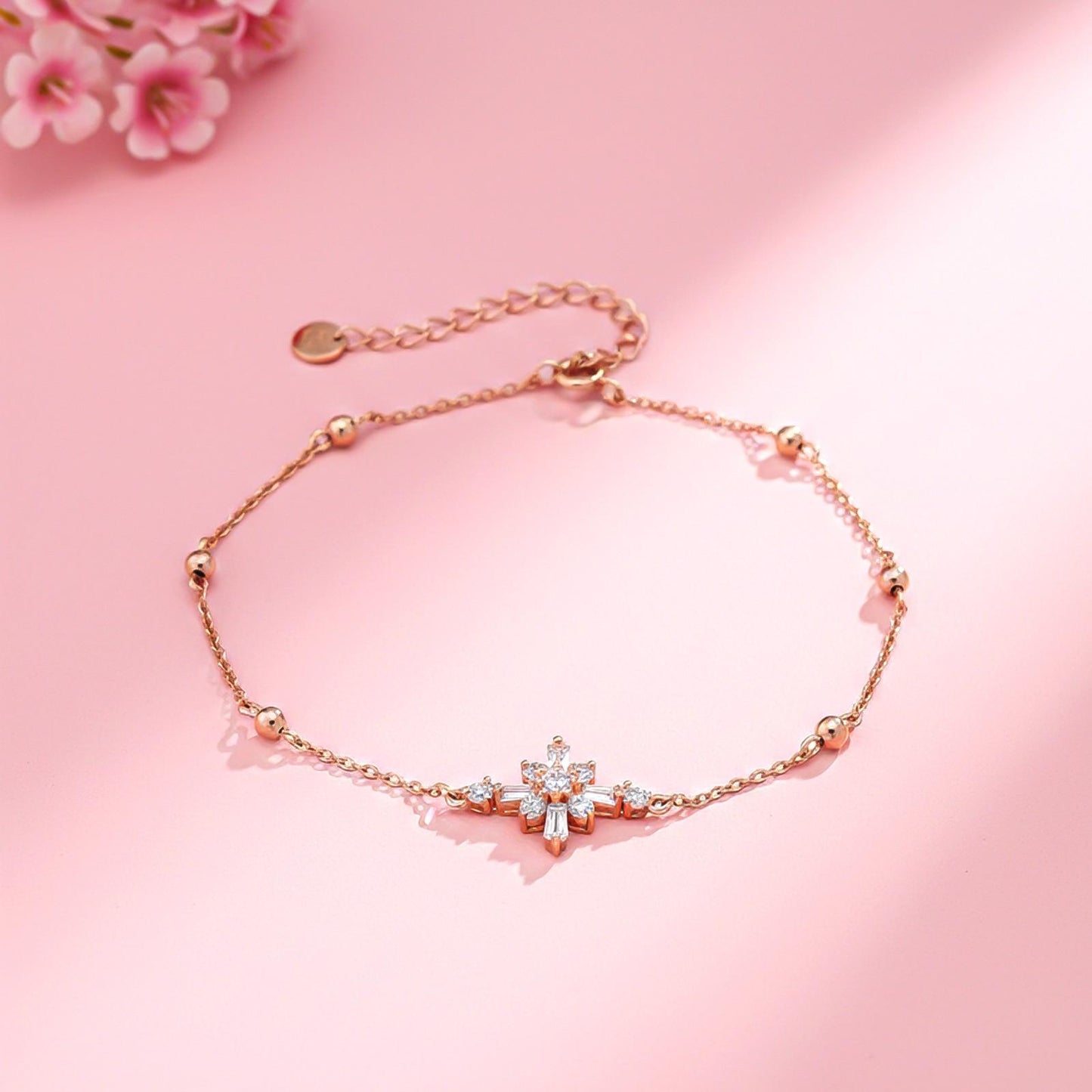 Rose Gold Daisy Flower Anklet