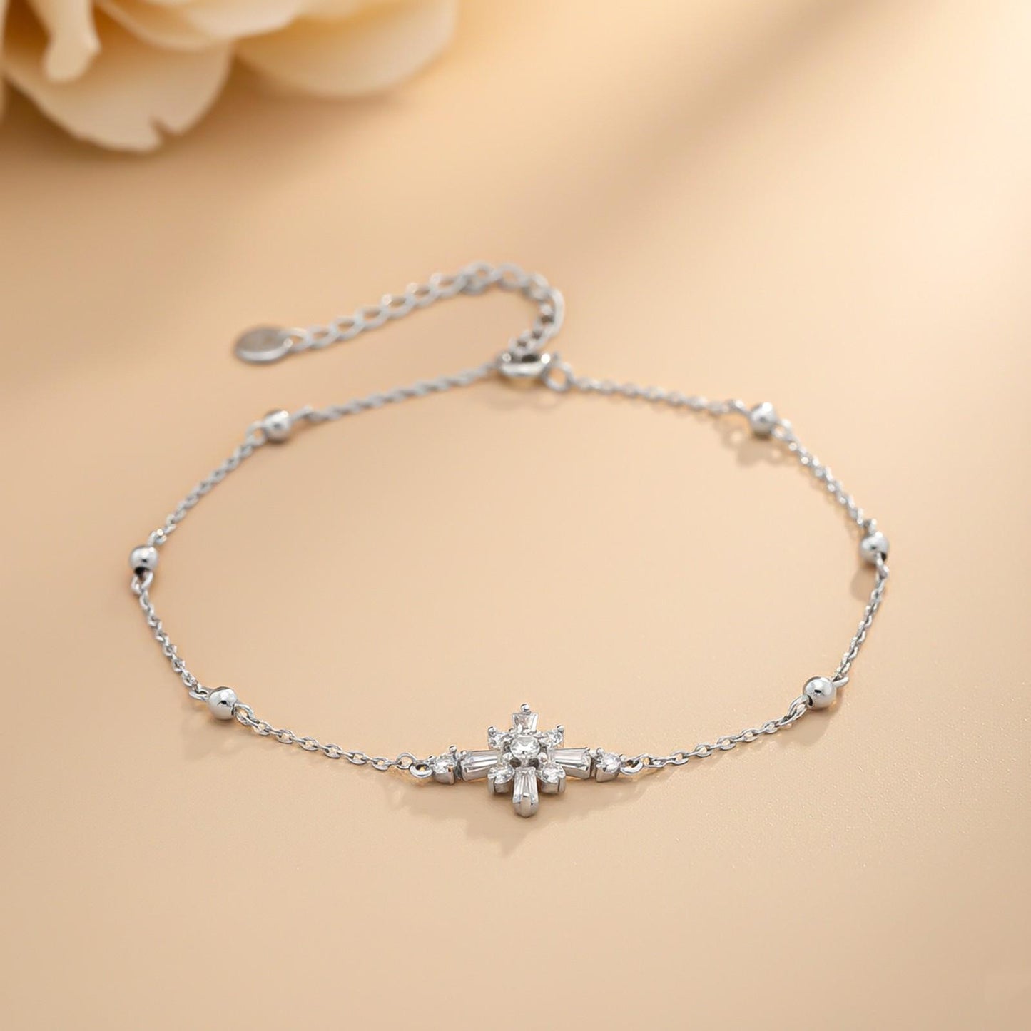 Silver Daisy Flower Anklet