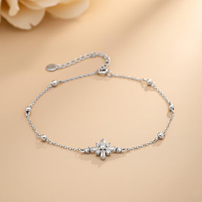 Silver Daisy Flower Anklet
