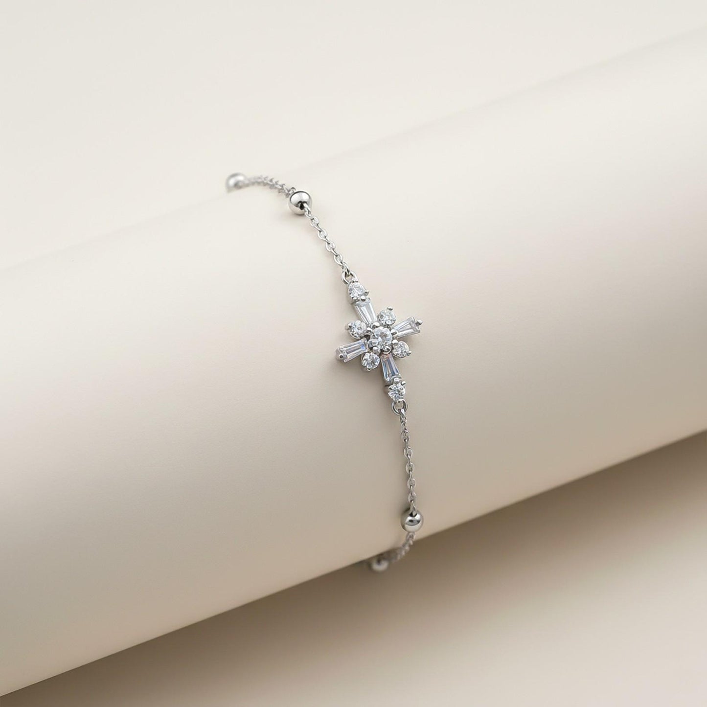 Silver Daisy Flower Anklet