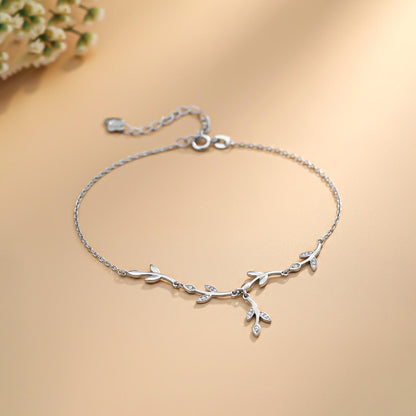 Silver Tree Branches Anklet
