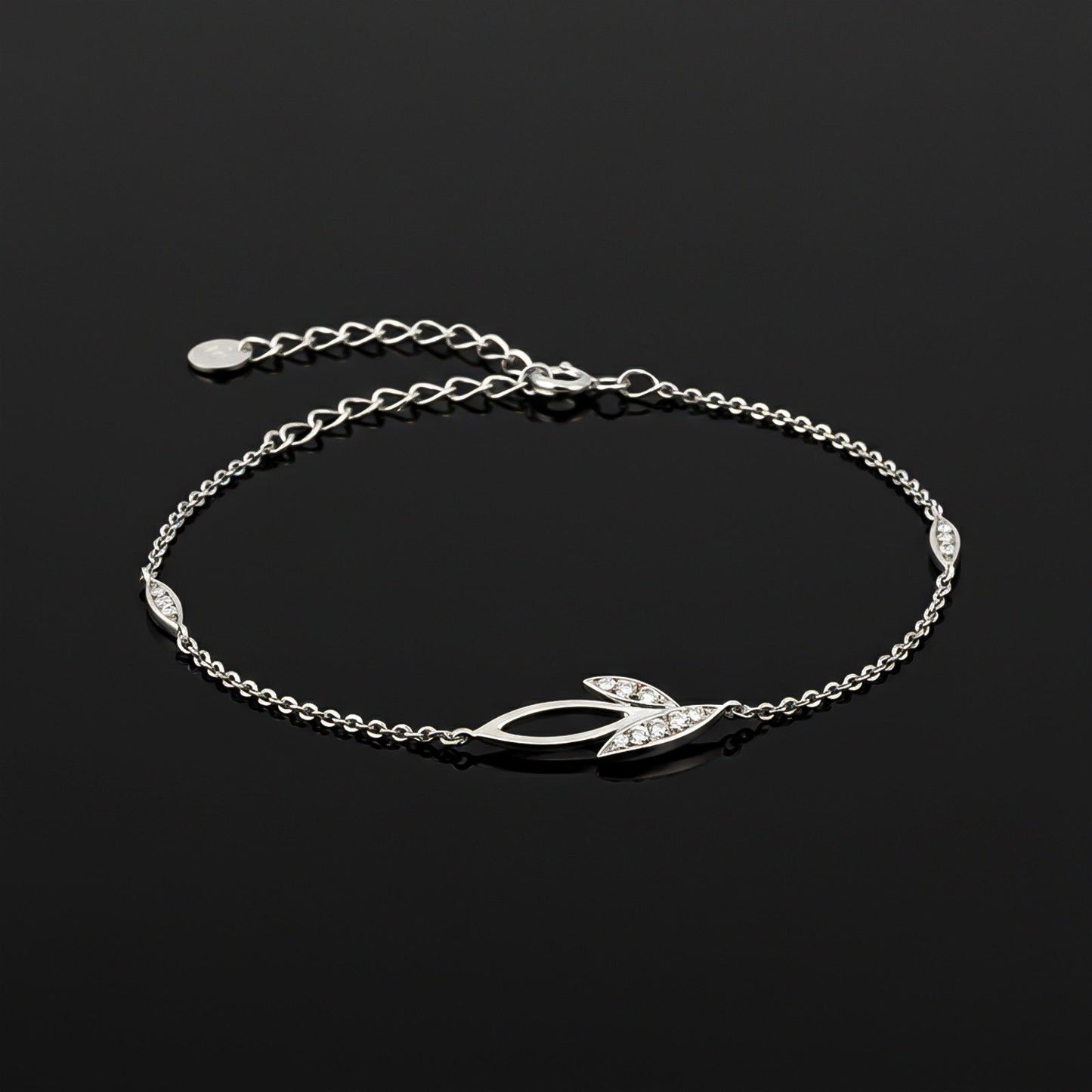 Silver Leaves Layered Anklet