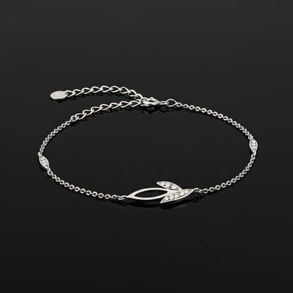 Silver Leaves Layered Anklet