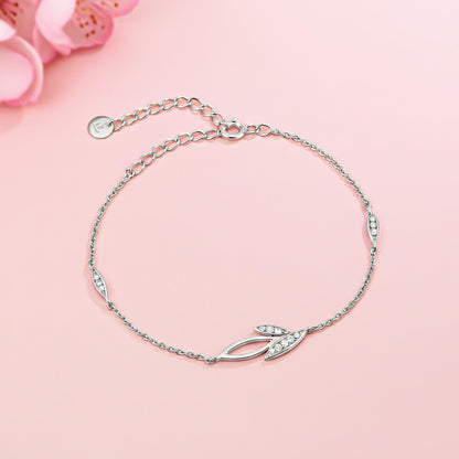 Silver Leaves Layered Anklet
