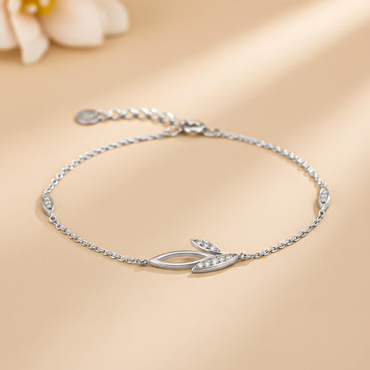 Silver Leaves Layered Anklet