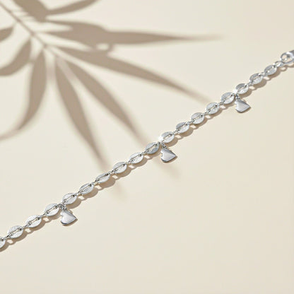 Silver Loveable Heart Charm Anklet