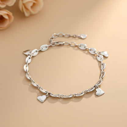 Silver Loveable Heart Charm Anklet