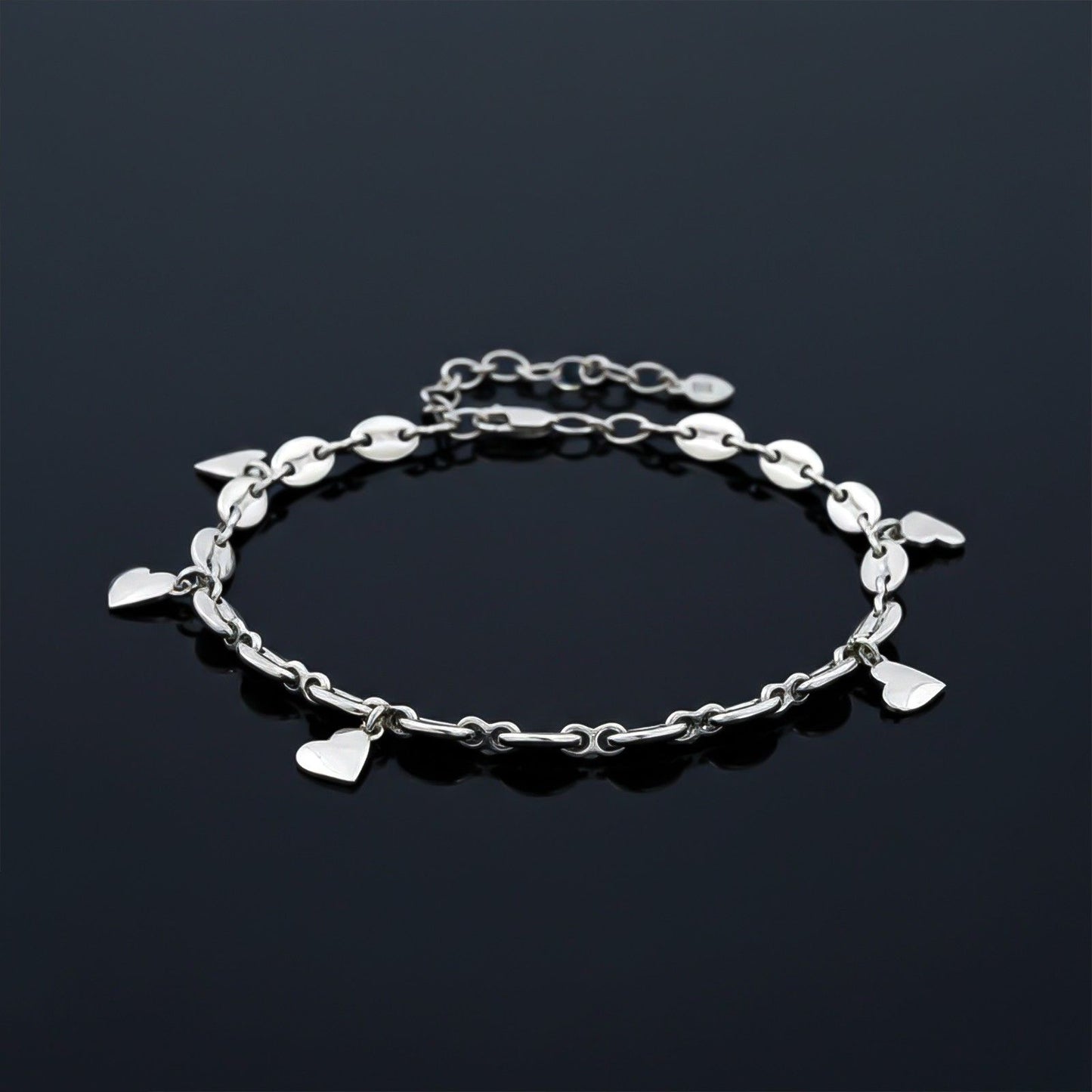 Silver Loveable Heart Charm Anklet