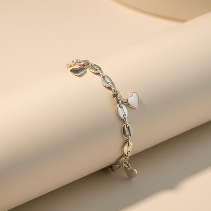 Silver Loveable Heart Charm Anklet