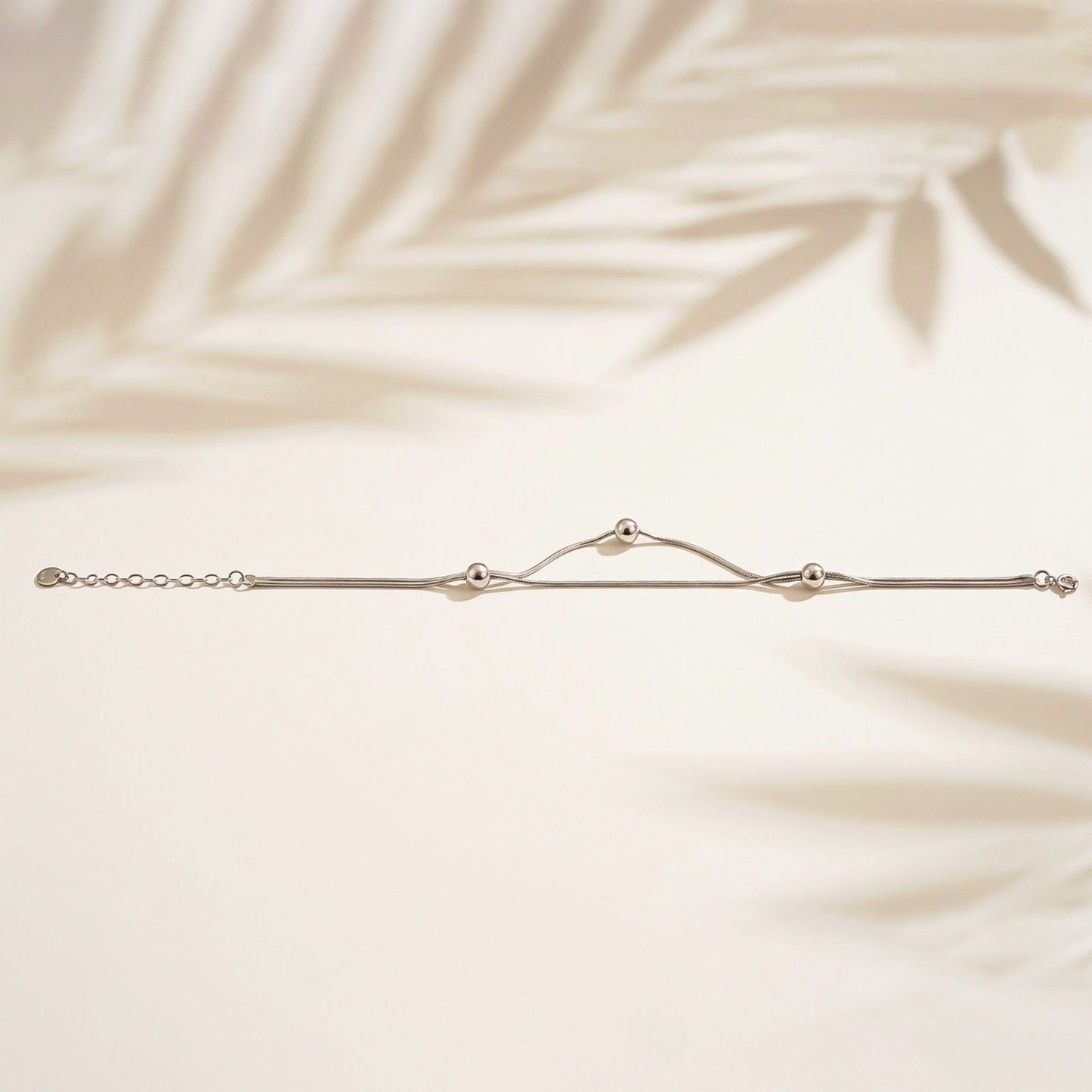 Silver Minimal Beaded Chain Anklet