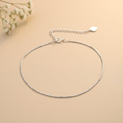 Silver Box Chain Anklet
