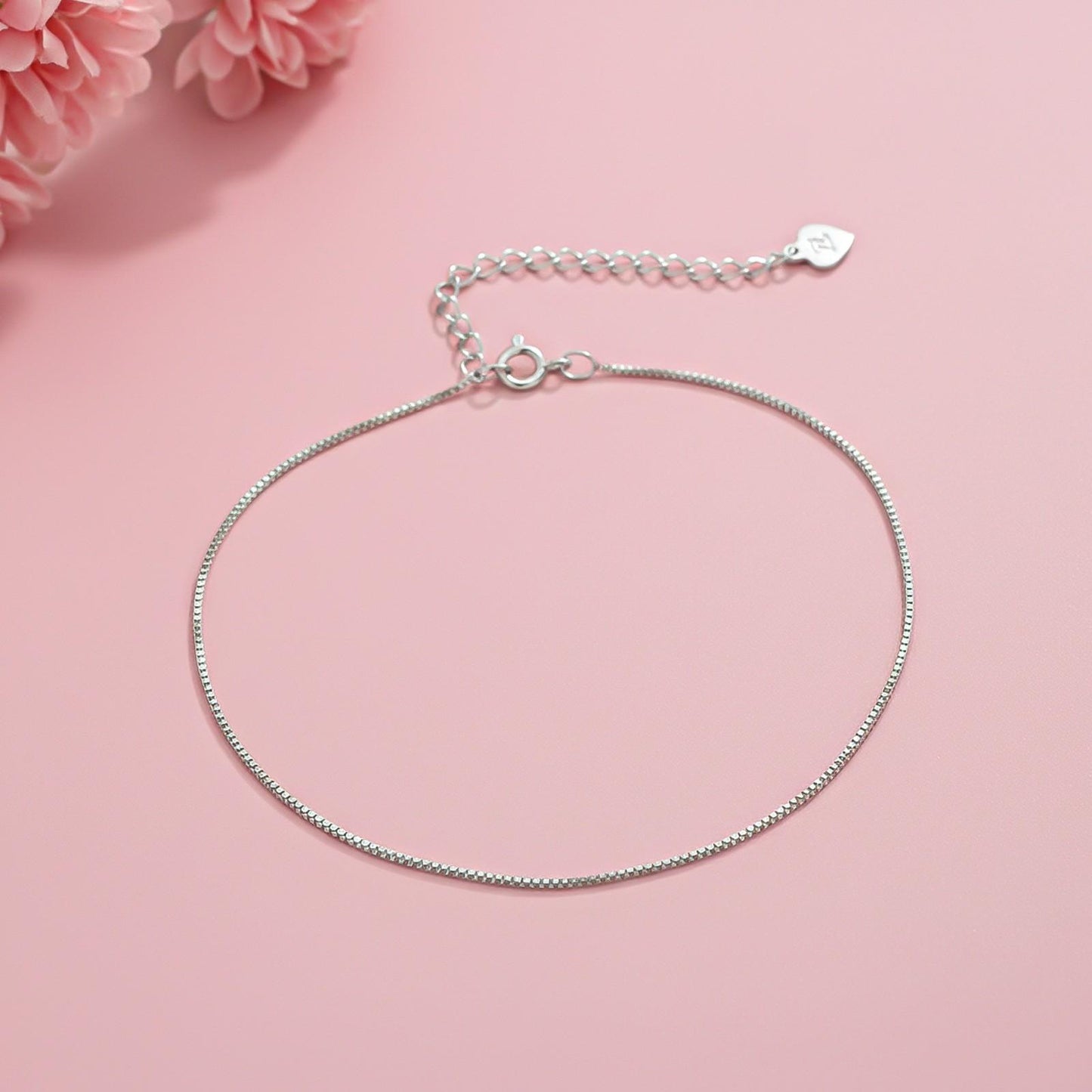 Silver Box Chain Anklet