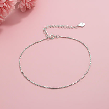 Silver Box Chain Anklet
