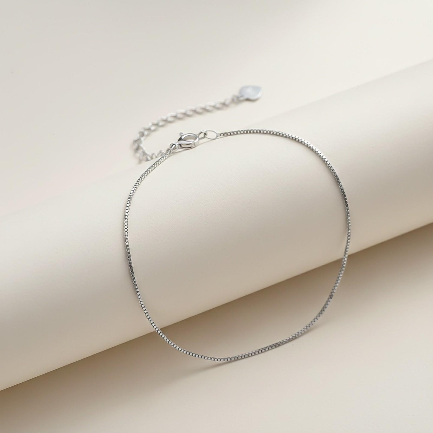 Silver Box Chain Anklet