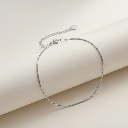 Silver Box Chain Anklet