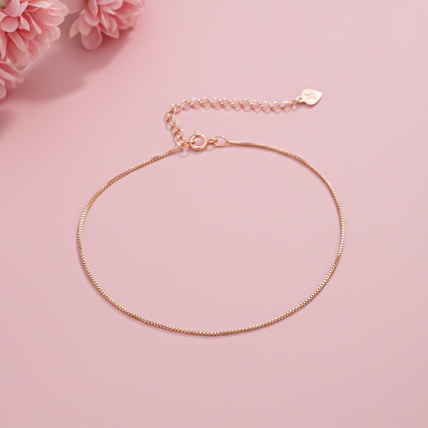 Rose Gold Box Chain Anklet