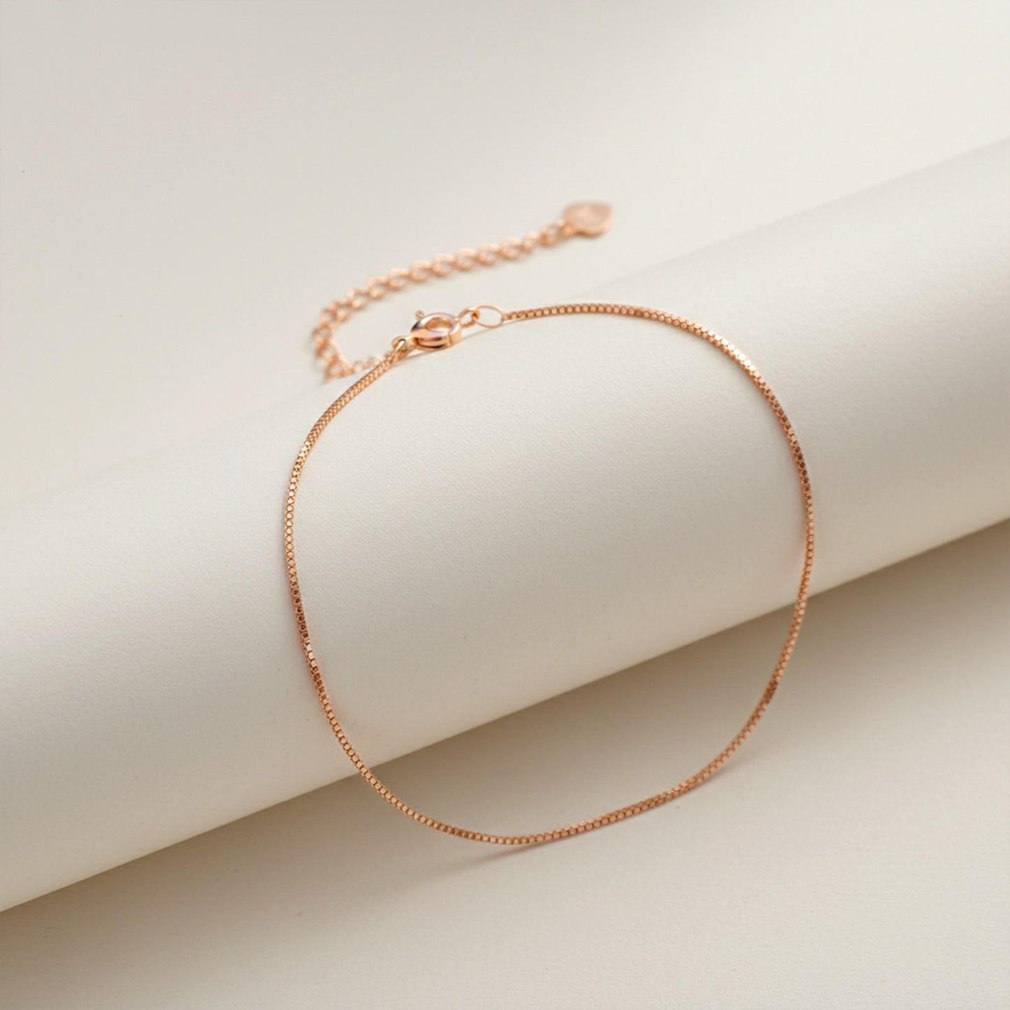 Rose Gold Box Chain Anklet