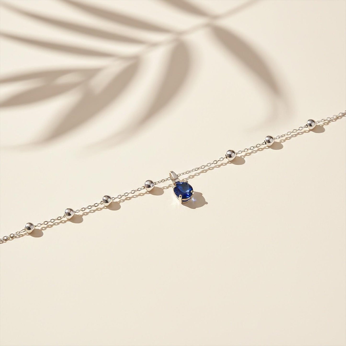 Silver Royal Blue Charms Anklet