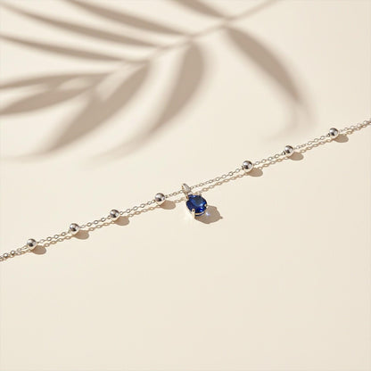 Silver Royal Blue Charms Anklet
