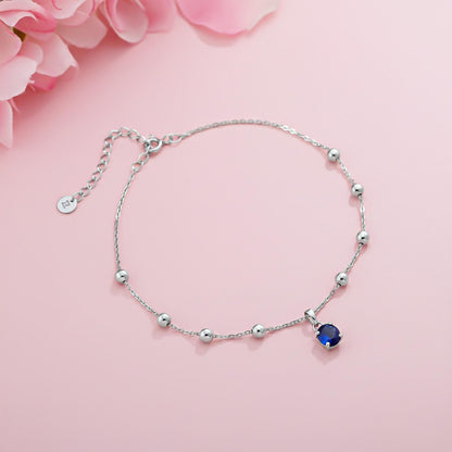 Silver Royal Blue Charms Anklet
