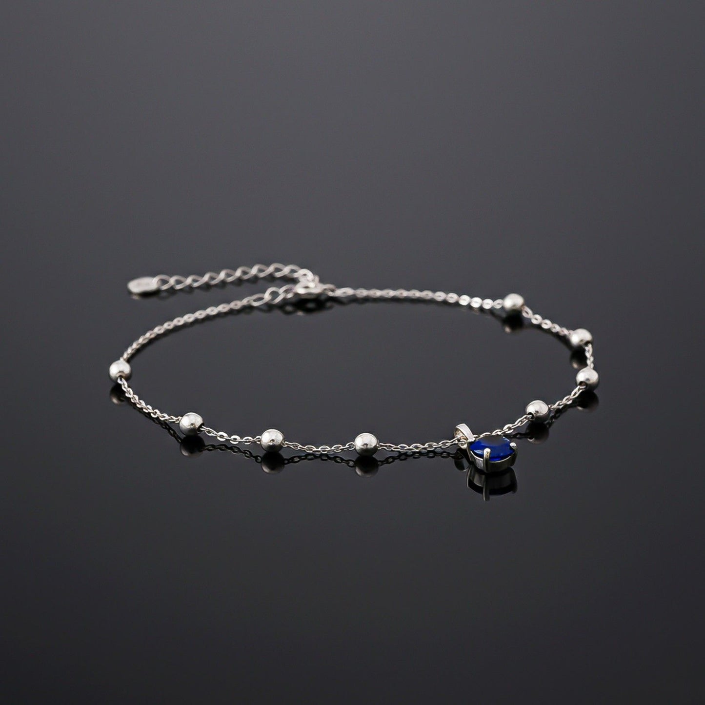 Silver Royal Blue Charms Anklet
