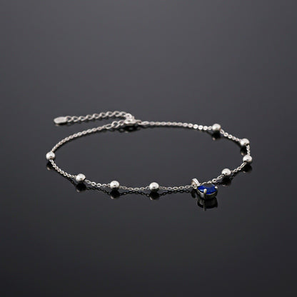 Silver Royal Blue Charms Anklet