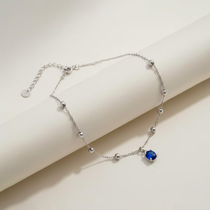 Silver Royal Blue Charms Anklet