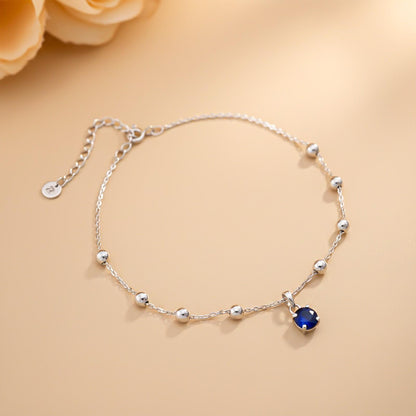 Silver Royal Blue Charms Anklet