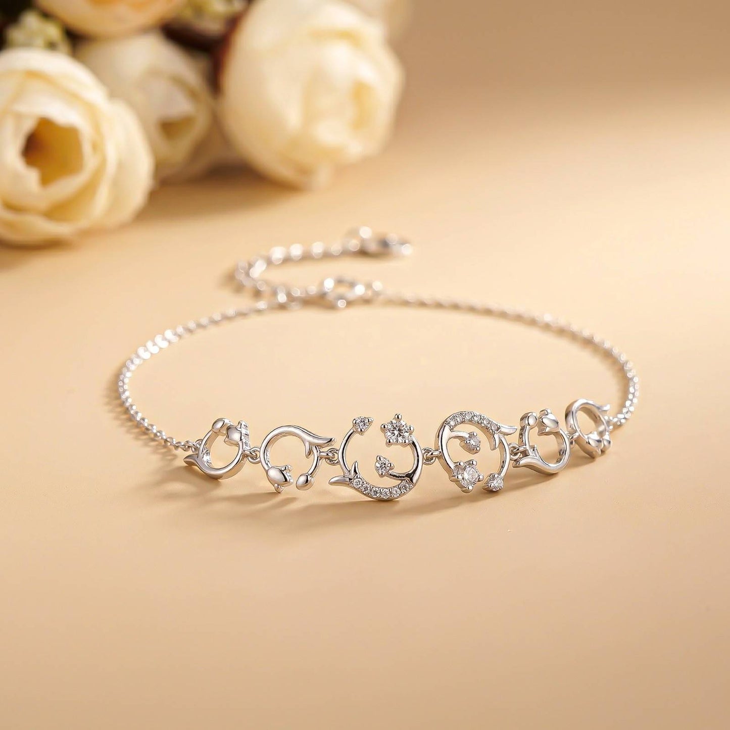 Silver Leaf Floral Vine Anklet