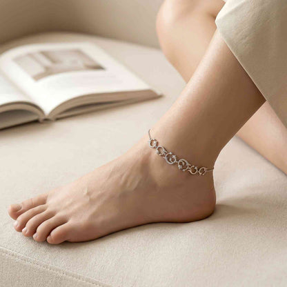Silver Leaf Floral Vine Anklet