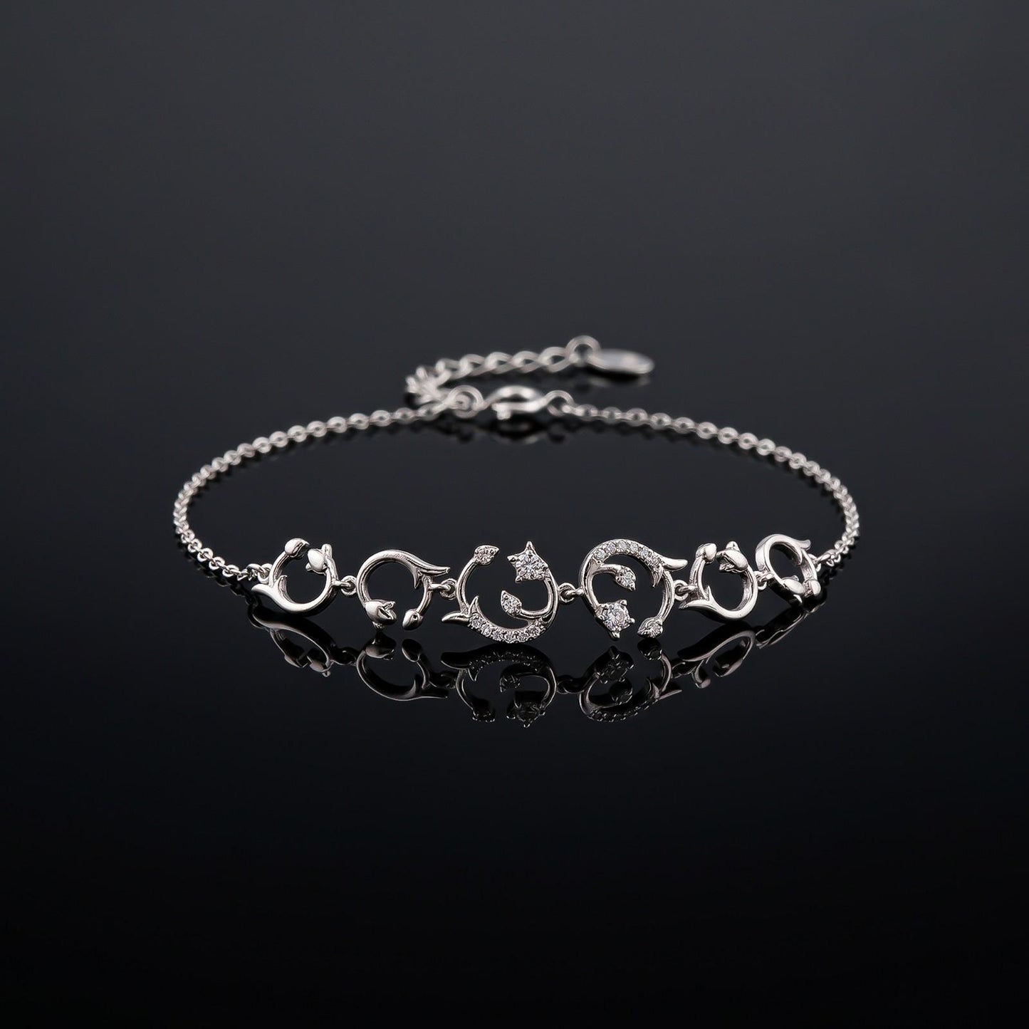 Silver Leaf Floral Vine Anklet