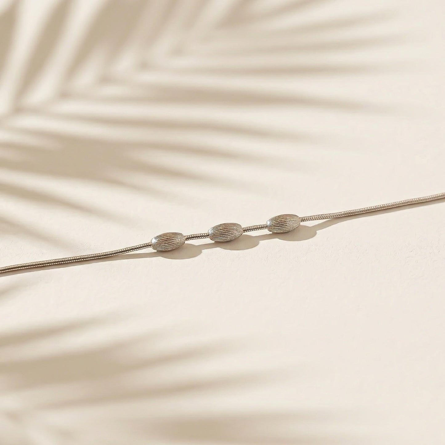 Silver Classic Textured Beads Anklet