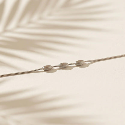 Silver Classic Textured Beads Anklet