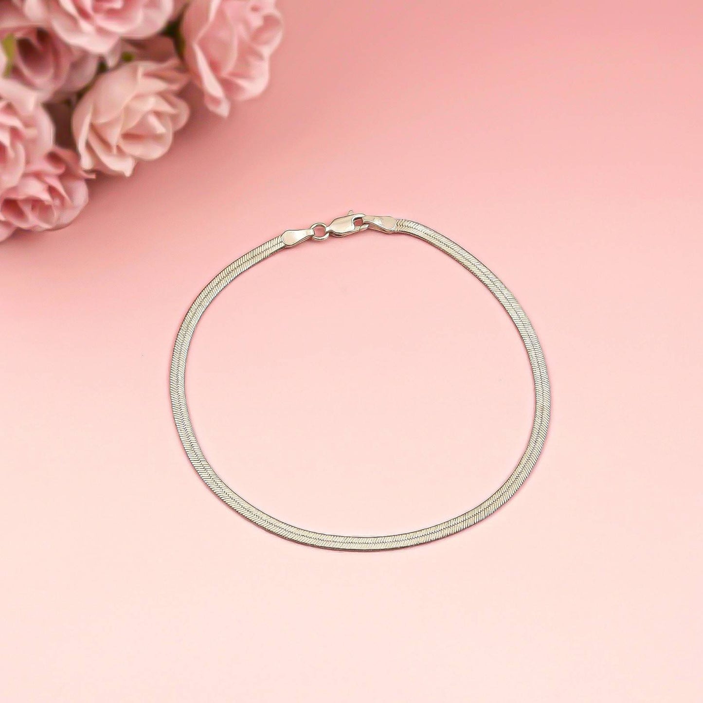 Silver Classic Flat Chain Anklet