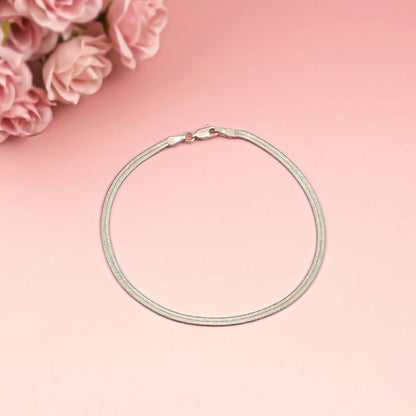 Silver Classic Flat Chain Anklet