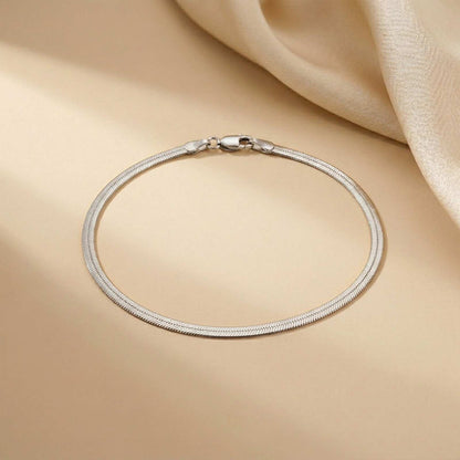 Silver Classic Flat Chain Anklet