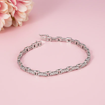 Silver Cluster Diamond Studded Bracelet