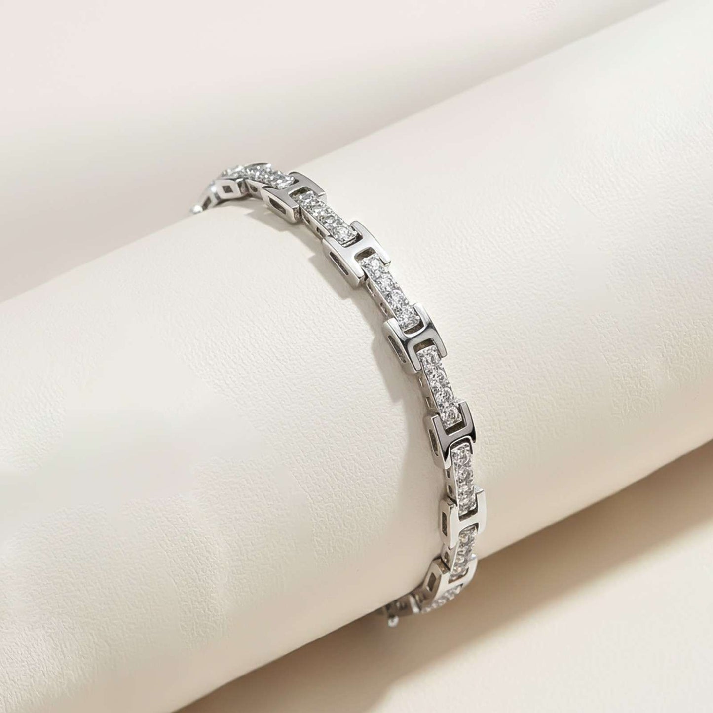 Silver Cluster Diamond Studded Bracelet