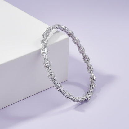 Silver Cluster Diamond Studded Bracelet