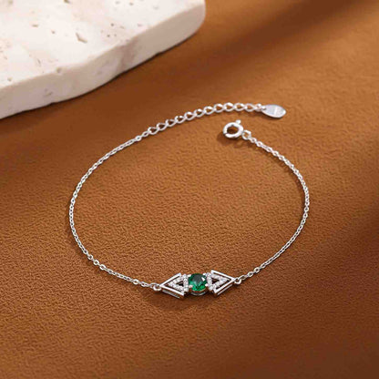 Silver Solitaire Double Triangle Bracelet