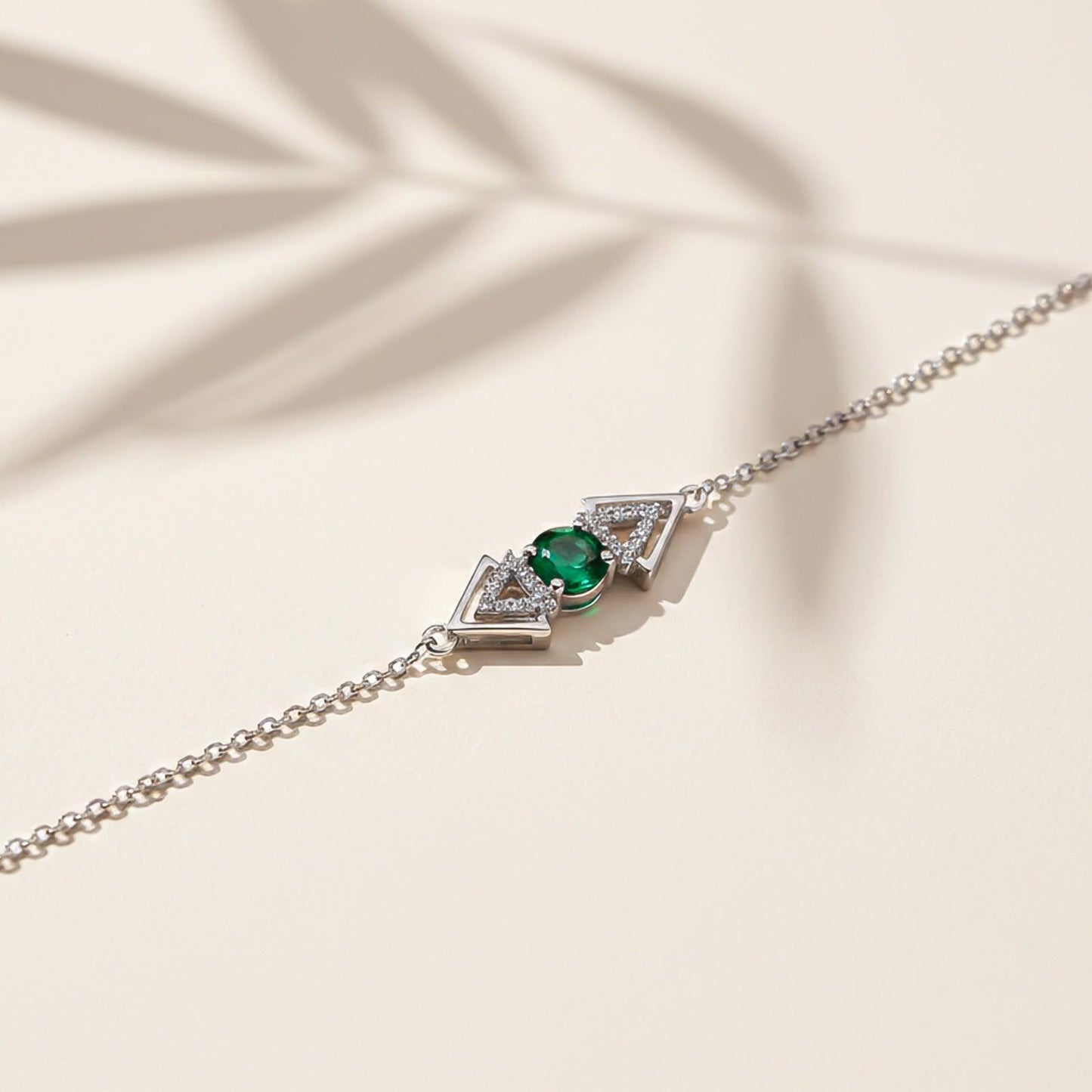 Silver Solitaire Double Triangle Bracelet