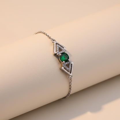 Silver Solitaire Double Triangle Bracelet