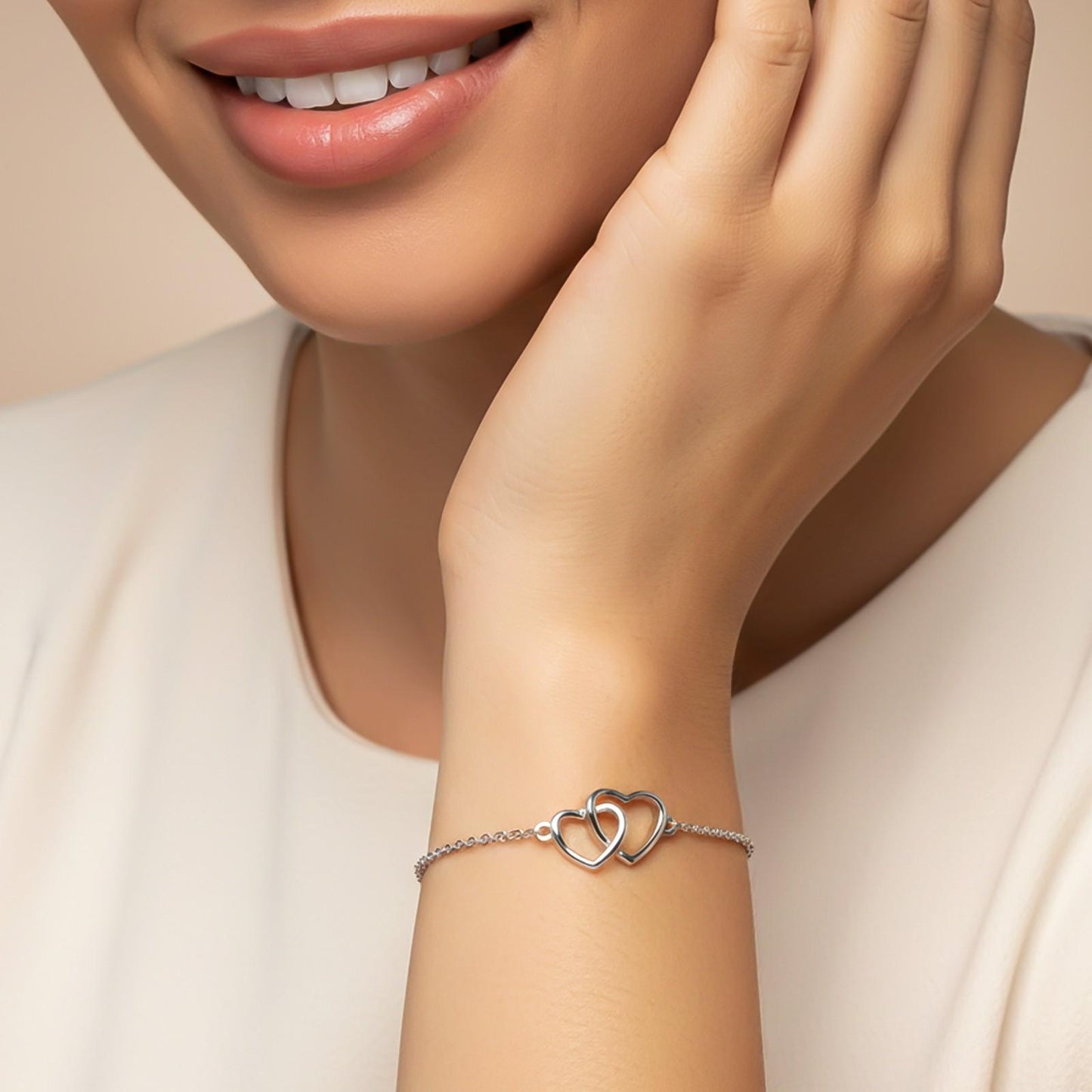 Sterling Silver Two Heart Bracelet