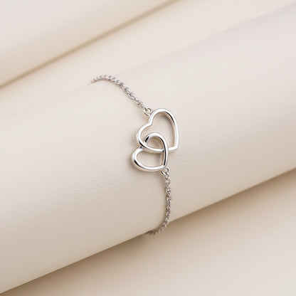 Sterling Silver Two Heart Bracelet