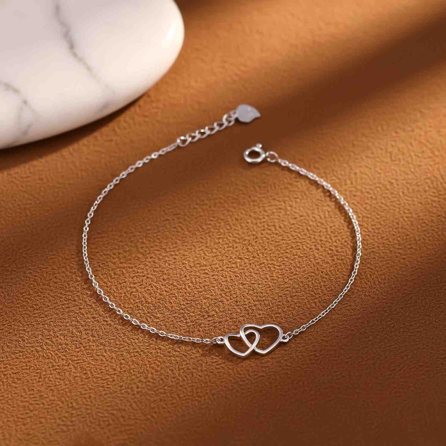 Sterling Silver Two Heart Bracelet