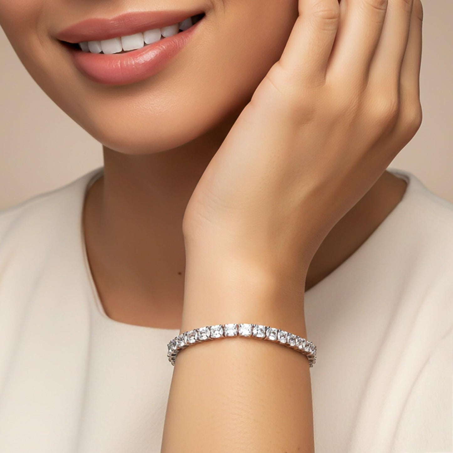 Silver Cubic Zirconia Lobster Claw Tennis Bracelet