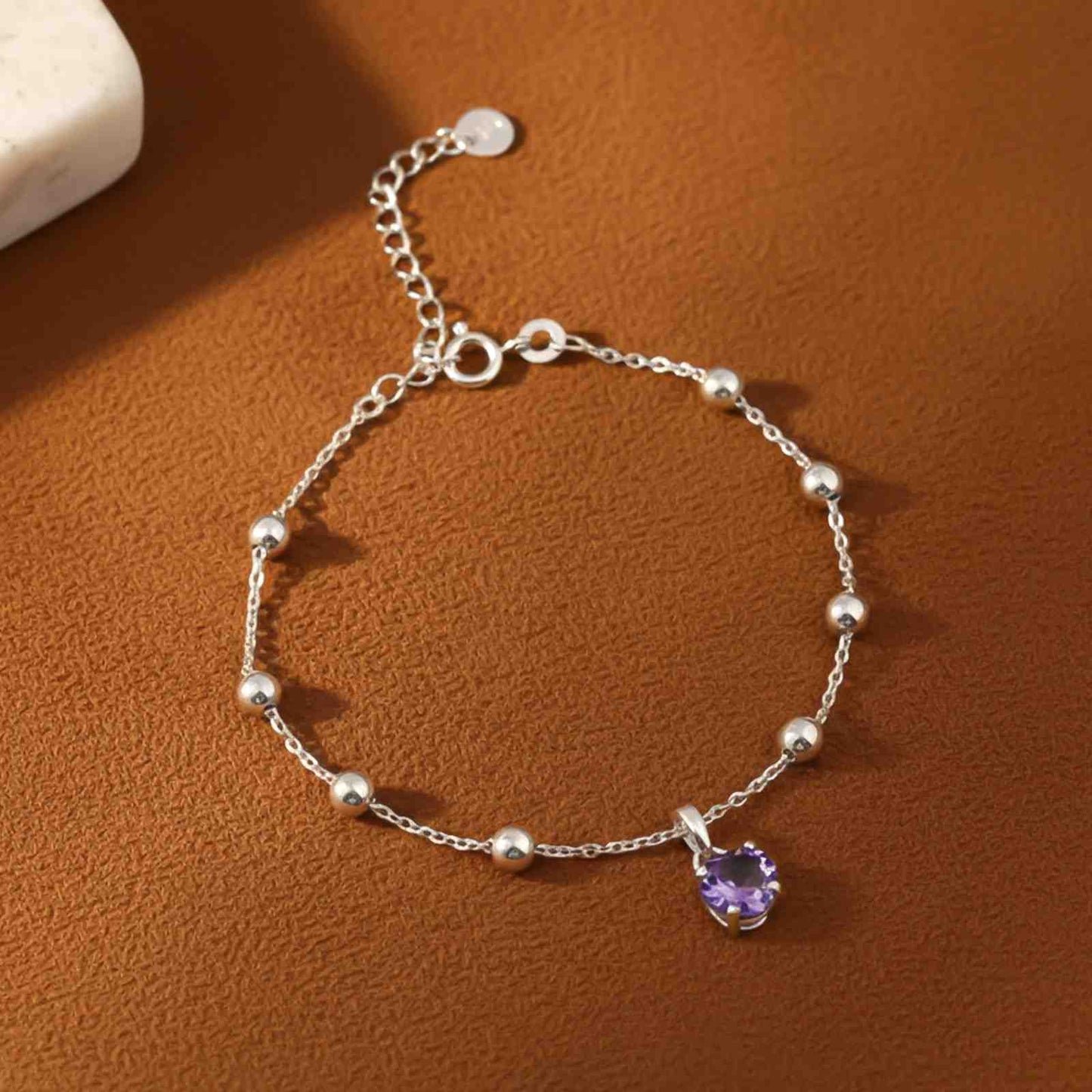 Silver Blue Sapphire Solitaire Balls Chain Bracelet