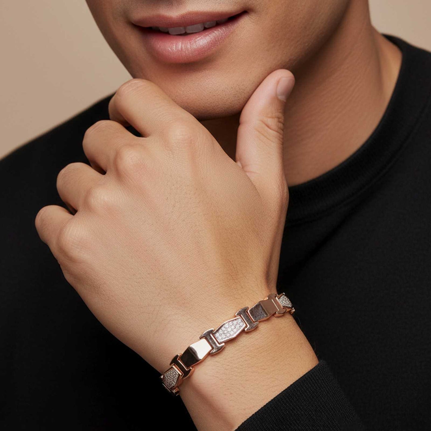 Rose Gold Classic Shine Bracelet For Him
