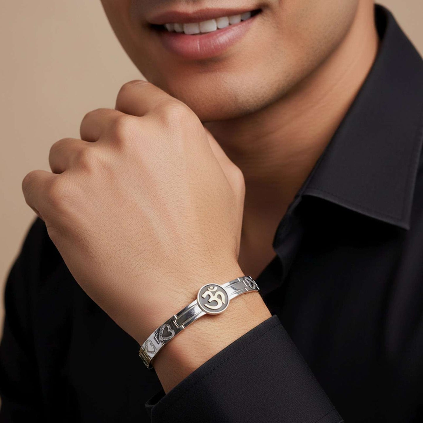 Silver "OM" Bracelet For Him