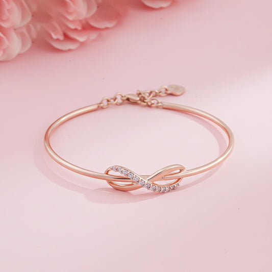 Rose Gold Glittering Zirconia Infinity Bangle